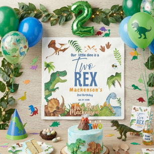 Serviette En Papier Fête d'anniversaire de dinosaure garçon Dino Deux