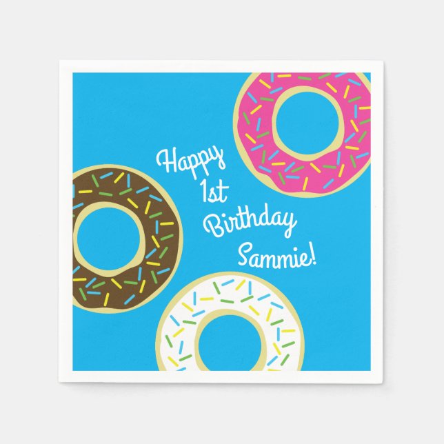 Serviette En Papier Fête d'anniversaire de Donut (Devant)