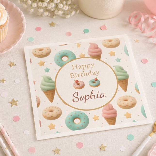 Serviette En Papier Fête d'anniversaire de douceurs pastel (Créateur téléchargé)