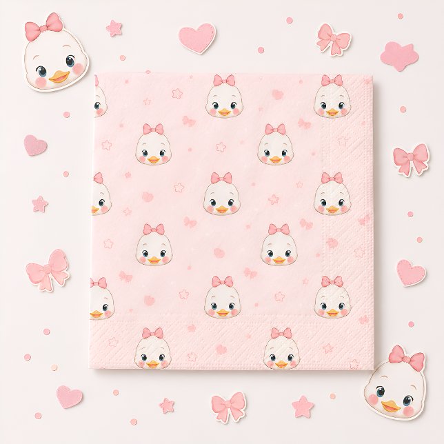 Serviette En Papier Fête d'anniversaire de fille avec un canard mignon (Créateur téléchargé)