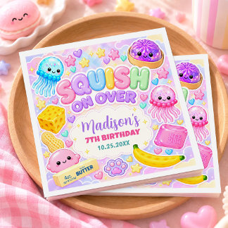 Serviette En Papier Fête d'anniversaire de fille Mignonne Kawaii Squis