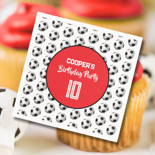 Serviette En Papier Fête d'anniversaire de football Garçon Rouge