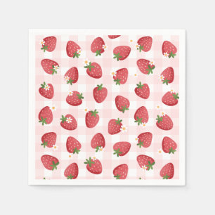 Serviette En Papier Fête d'anniversaire de fraises