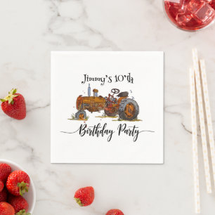 Serviette En Papier Fête d'anniversaire de garçons avec design de trac