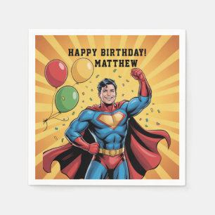 Serviette En Papier Fête d'anniversaire de garçons super-héros
