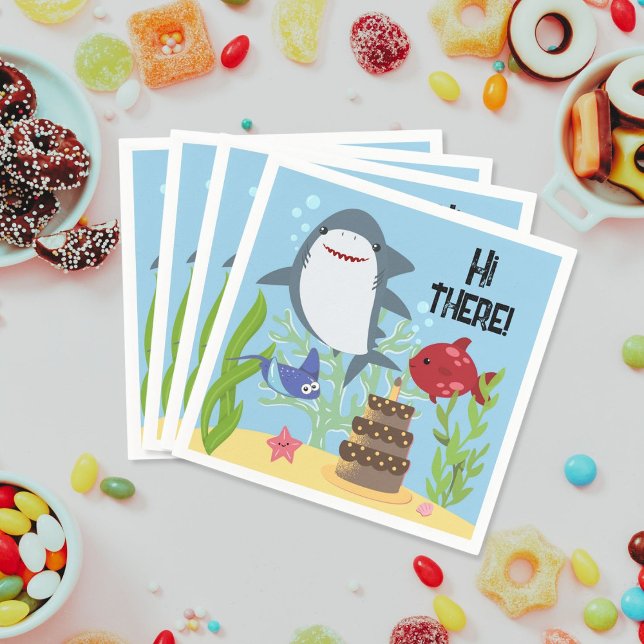 Serviette En Papier Fête d'anniversaire de gâteau de requins et amis (Créateur téléchargé)