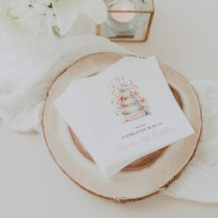 Serviette En Papier Fête d'anniversaire de gâteau floral simple