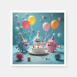 Serviette En Papier Fête d'anniversaire de germe de dessin animé amusa
