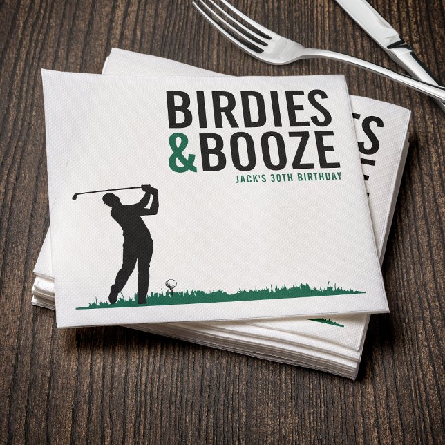 Serviette En Papier Fête d'anniversaire de golf adulte Birdies & Booze (Birdies & Booze Adult Golf Birthday Party Napkins
)