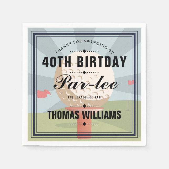 Serviette En Papier Fête d'anniversaire de golf classique Partee  (Devant)