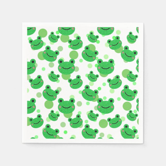 Serviette En Papier Fête d'anniversaire de grenouille (Devant)