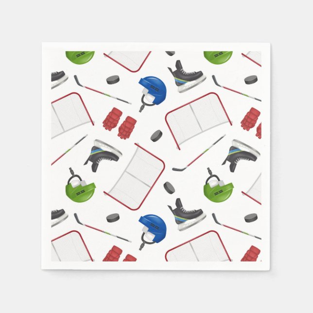 Serviette En Papier Fête d'anniversaire de hockey sur glace (Devant)