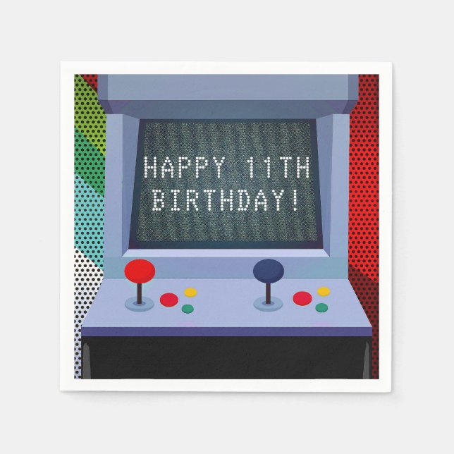 Serviette En Papier Fête d'anniversaire de jeu vidéo d'arcade (Devant)