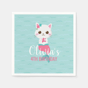 Serviette En Papier Fête d'anniversaire de Kitty Sirène