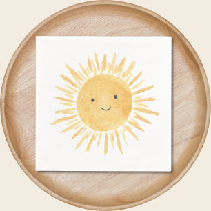 Serviette En Papier Fête d'anniversaire de la fille au soleil jaune