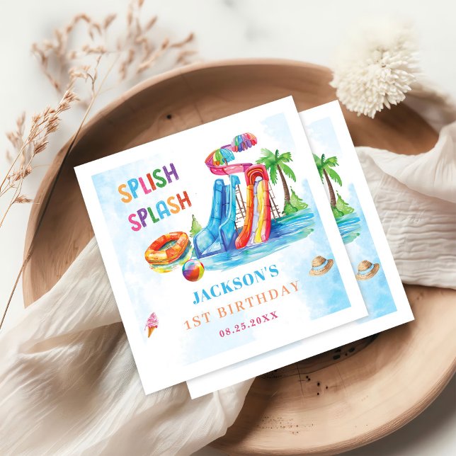 Serviette En Papier Fête d'anniversaire de la glisse d'eau (Créateur téléchargé)