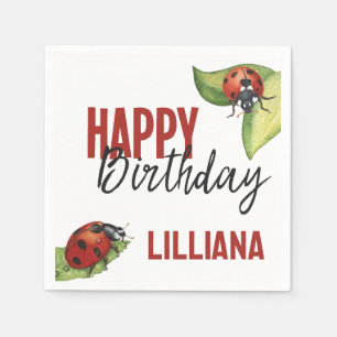 Serviette En Papier Fête d'anniversaire de la petite dame Ladybug, n'i