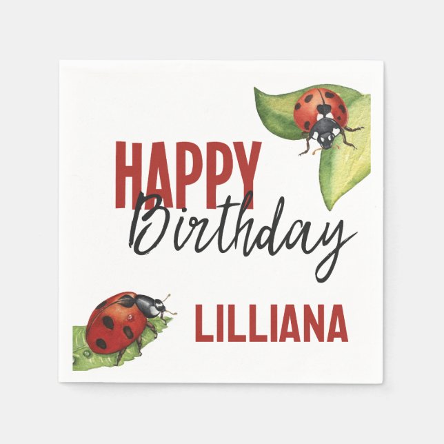 Serviette En Papier Fête d'anniversaire de la petite dame Ladybug, n'i (Devant)
