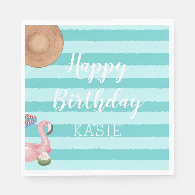 Serviette En Papier Fête d'anniversaire de la piscine pour filles (Devant)