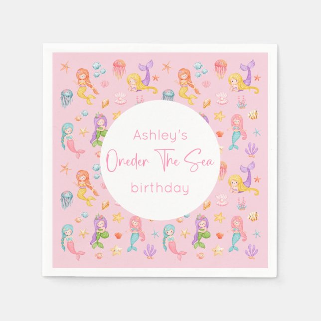 Serviette En Papier Fête d'anniversaire de la sirène (Devant)