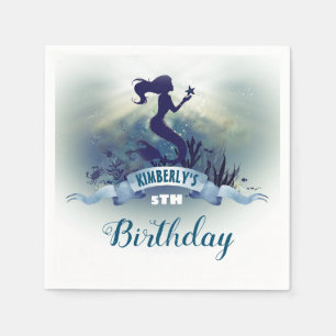 Serviette En Papier Fête d'anniversaire de la sirène