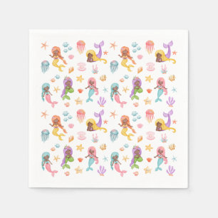 Serviette En Papier Fête d'anniversaire de la sirène