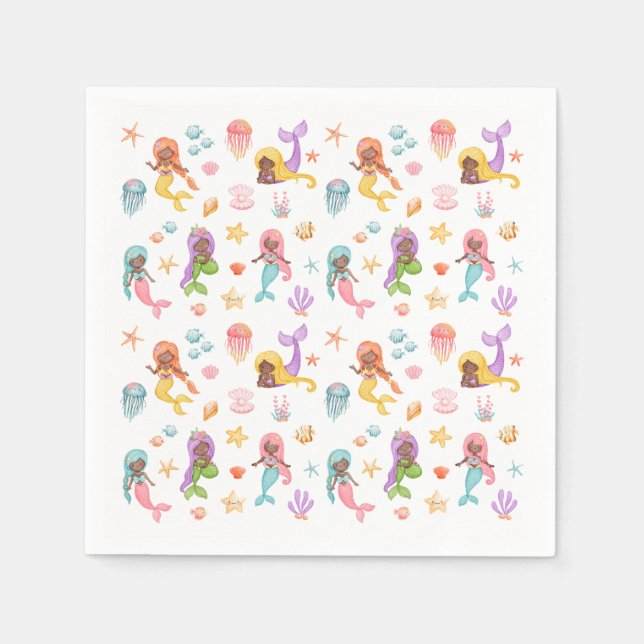 Serviette En Papier Fête d'anniversaire de la sirène (Devant)