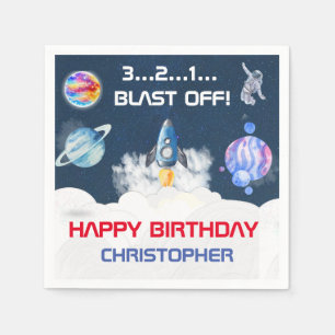 Serviette En Papier Fête d'anniversaire de l'astronaute spatial