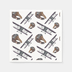 Serviette En Papier Fête d'anniversaire de l'avion vintage