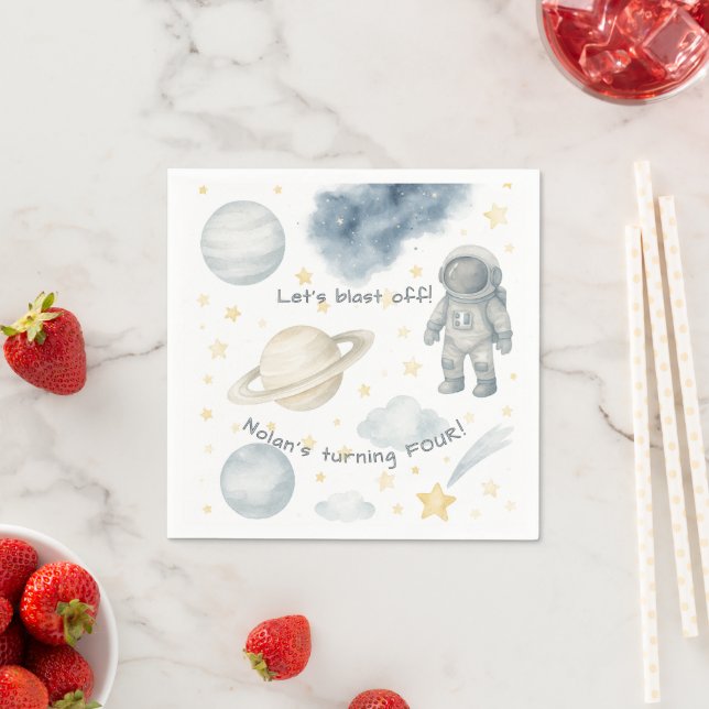 Serviette En Papier Fête d'anniversaire de l'espace cosmique | Rockets (En situation)