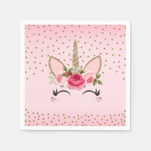 Serviette En Papier Fête d'anniversaire de licorne à paillettes dorées