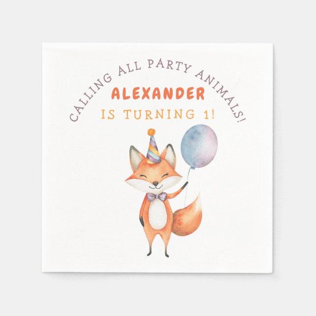 Serviette En Papier Fête d'anniversaire de Little Fox (Devant)