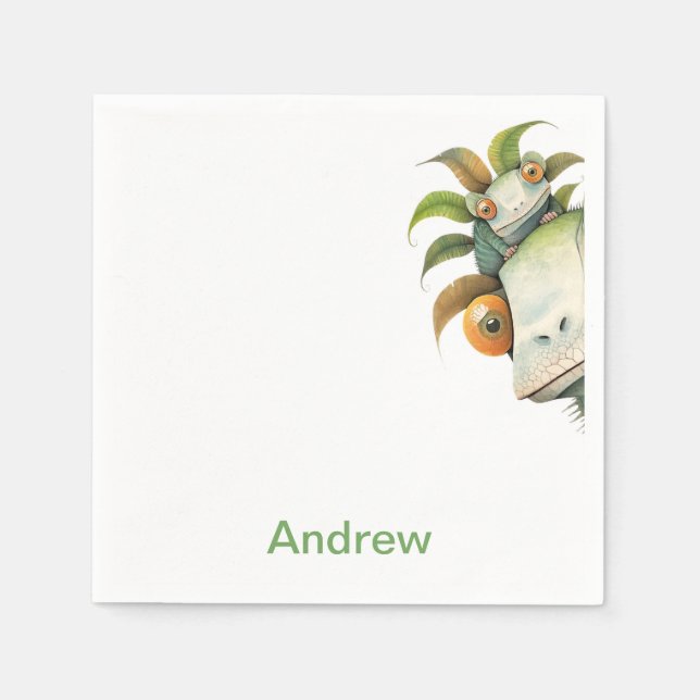 Serviette En Papier Fête d'anniversaire de Lizard personnalisée (Devant)