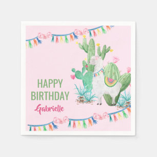 Serviette En Papier Fête d'anniversaire de Llama et Cactus personnalis