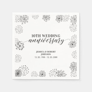 Serviette En Papier Fête d'anniversaire de mariage de 10 ans moderne n