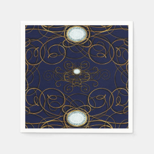 Serviette En Papier Fête d'anniversaire de mariage Saphir Bleu & Diama