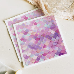 Serviette En Papier Fête d'anniversaire de Mermaid Scales