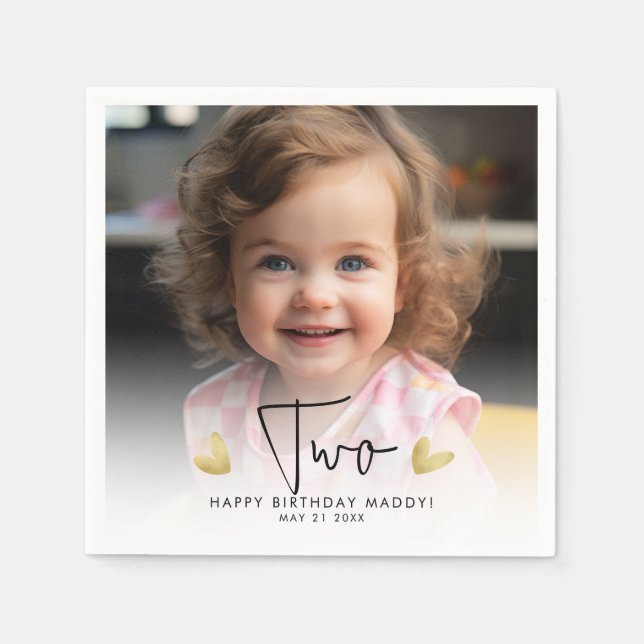 Serviette En Papier Fête d'anniversaire de mignonne enfant année photo (Devant)