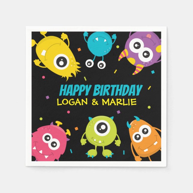 Serviette En Papier Fête d'anniversaire de monstre conjoint (Devant)