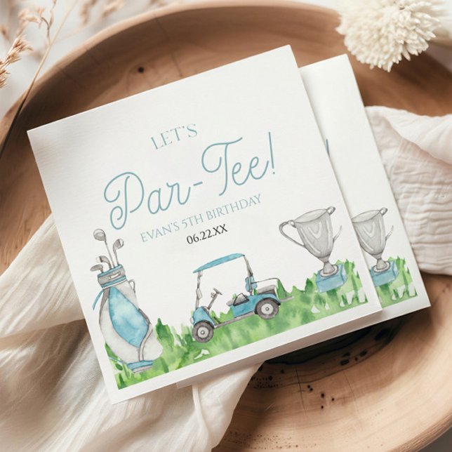 Serviette En Papier Fête d'anniversaire de Par-Tee Blue Golf (Créateur téléchargé)
