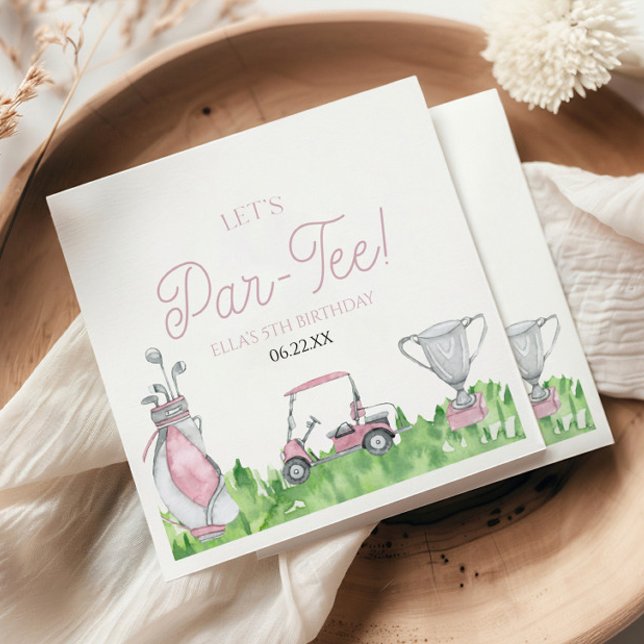 Serviette En Papier Fête d'anniversaire de Par-Tee Pink Golf (Créateur téléchargé)
