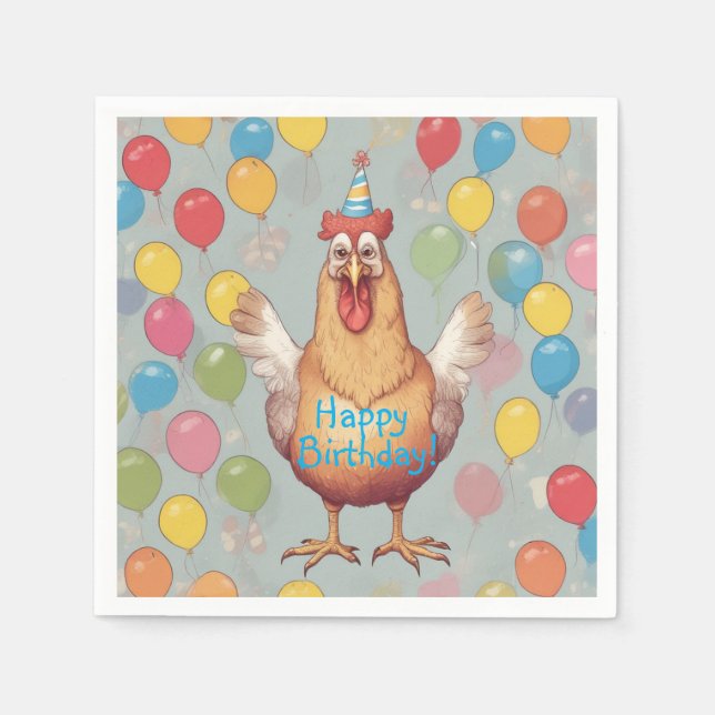 Serviette En Papier Fête d'anniversaire de poulet (Devant)