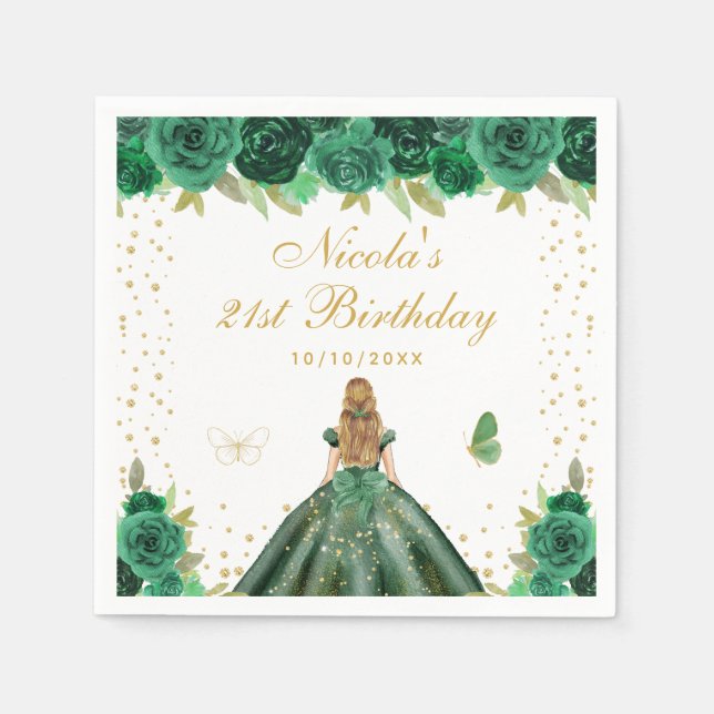 Serviette En Papier Fête d'anniversaire de princesse aux cheveux blond (Devant)