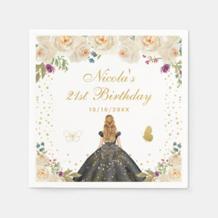 Serviette En Papier Fête d'anniversaire de princesse aux cheveux Blond