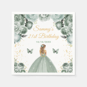 Serviette En Papier Fête d'anniversaire de princesse aux cheveux blond