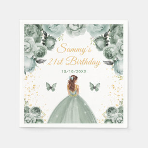 Serviette En Papier Fête d'anniversaire de princesse aux cheveux bruns