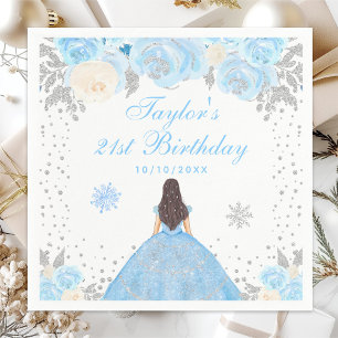 Serviette En Papier Fête d'anniversaire de princesse aux cheveux bruns