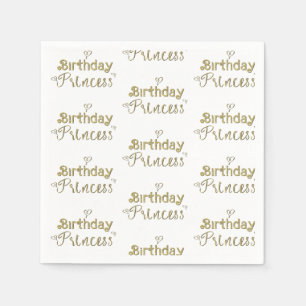 Serviette En Papier Fête d'anniversaire de princesse aux cœurs d'or