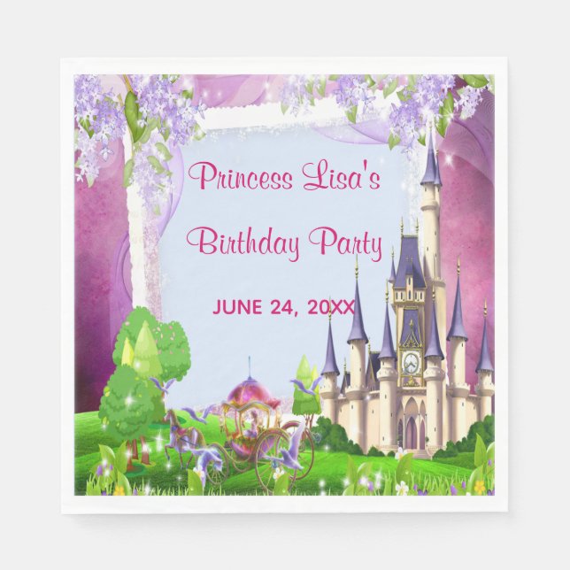Serviette En Papier Fête d'anniversaire de princesse de château de con (Devant)
