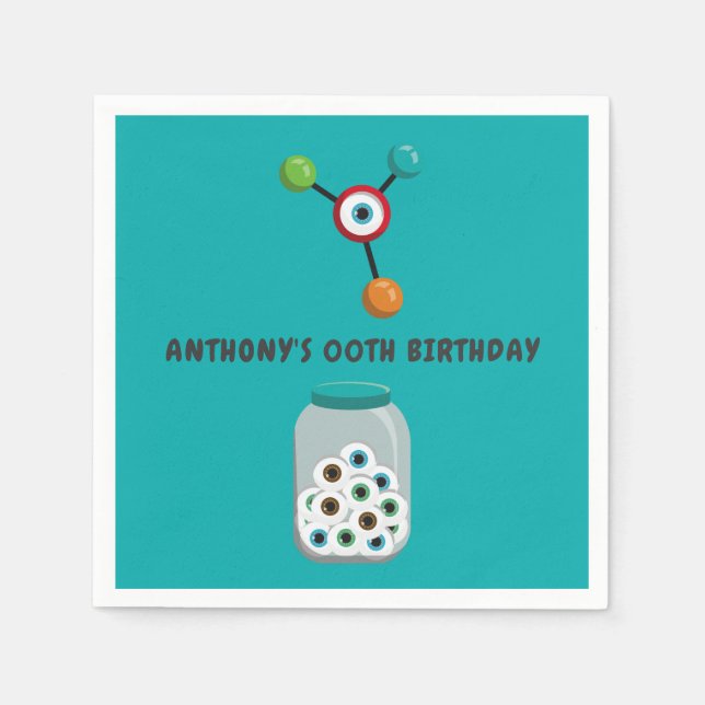 Serviette En Papier Fête d'anniversaire de science folle (Devant)
